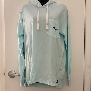 NWT PINK Victoria’s Secret Cotton Light Blue Pocket Casual Beachy Hoodie SZ M